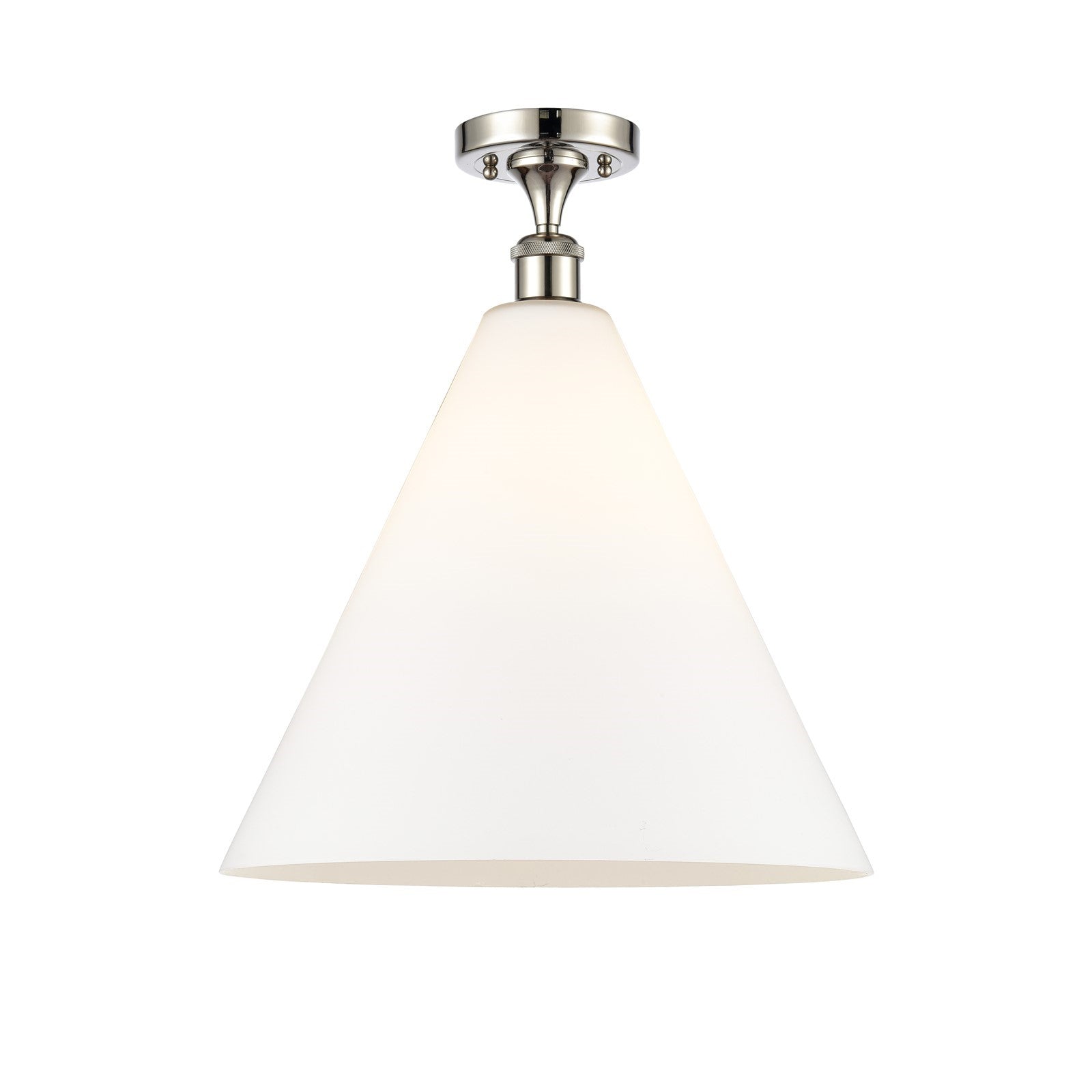 Innovations Berkshire Glass 16in 1-Light Semi-Flush Mount | Industrial Polished Nickel Steel and Matte White Glass | Entryway & | Model 616-1F-PN-GBC-161