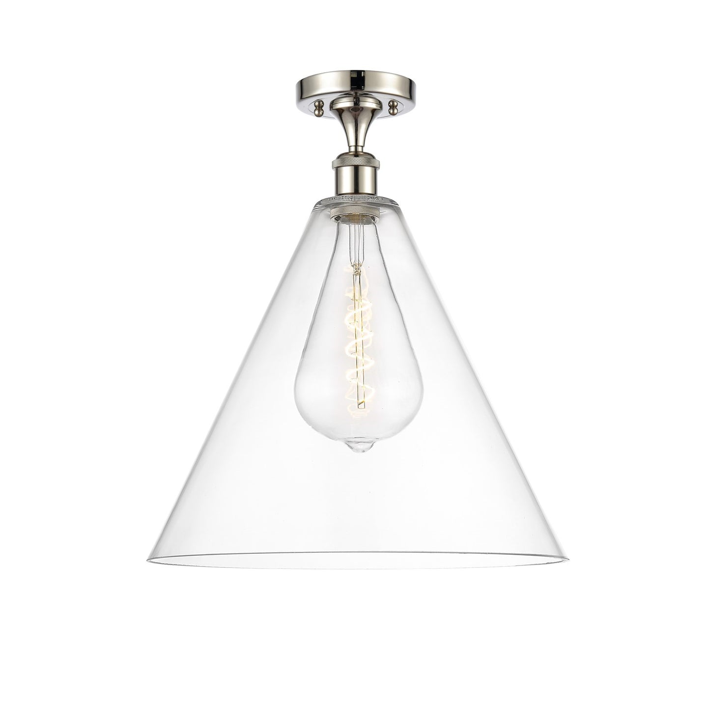 Innovations Berkshire Glass 16in 1-Light Semi-Flush Mount | Industrial Polished Nickel Steel and Clear Glass | Entryway & | Model 616-1F-PN-GBC-162