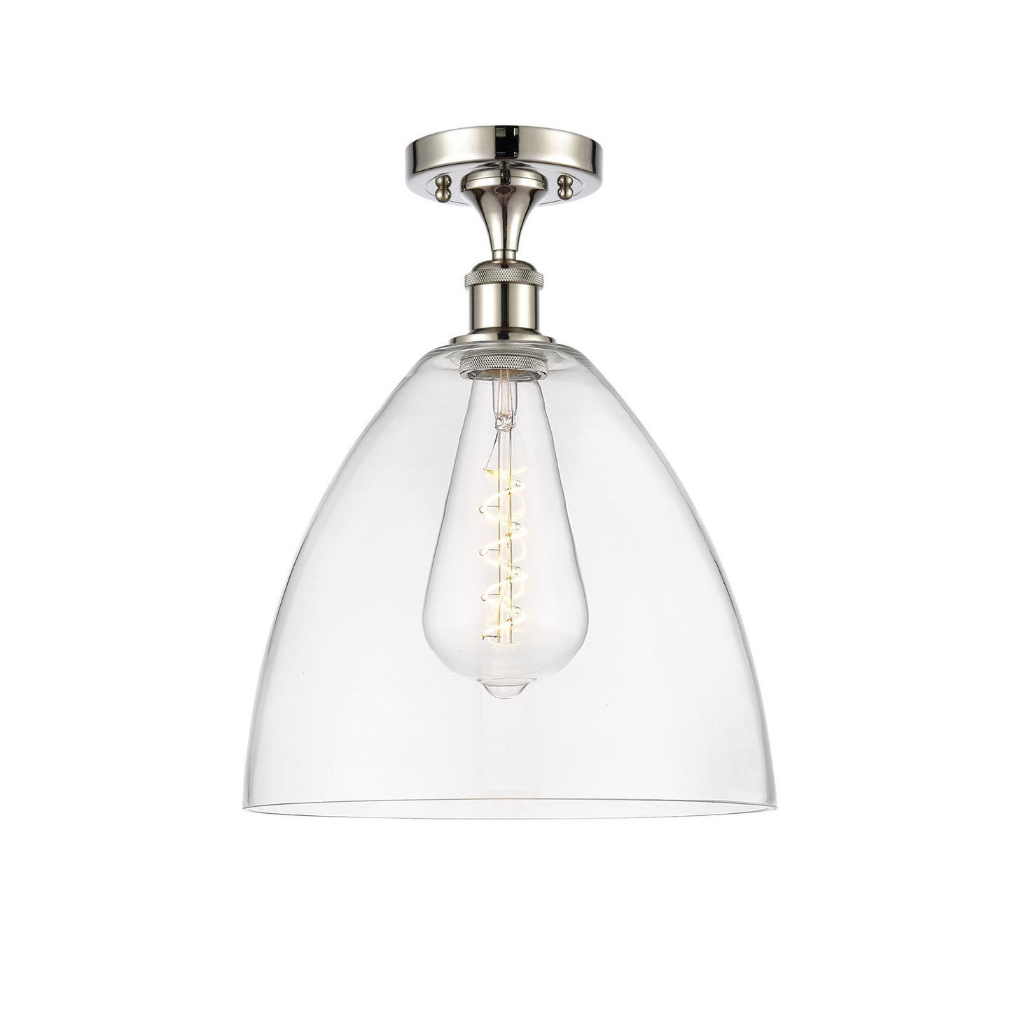 Innovations Bristol 12in 1-Light Semi-Flush Mount | Industrial Polished Nickel Steel and Clear Glass | Entryway & Hallway | 12 x | Model 616-1F-PN-GBD-122