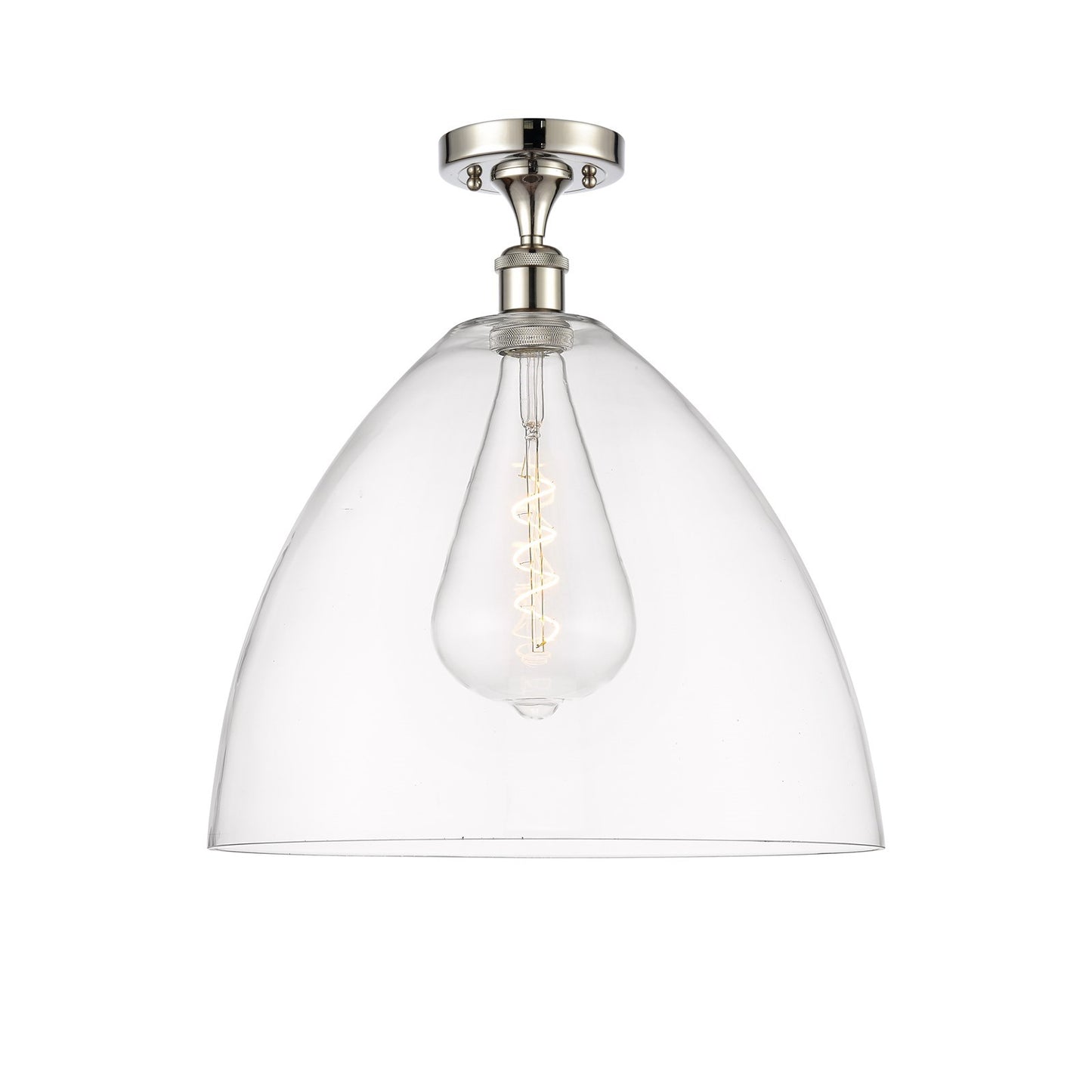 Innovations Bristol 16in 1-Light Semi-Flush Mount | Industrial Polished Nickel Steel and Clear Glass | Damp-Rated Hallway & | Model 616-1F-PN-GBD-162
