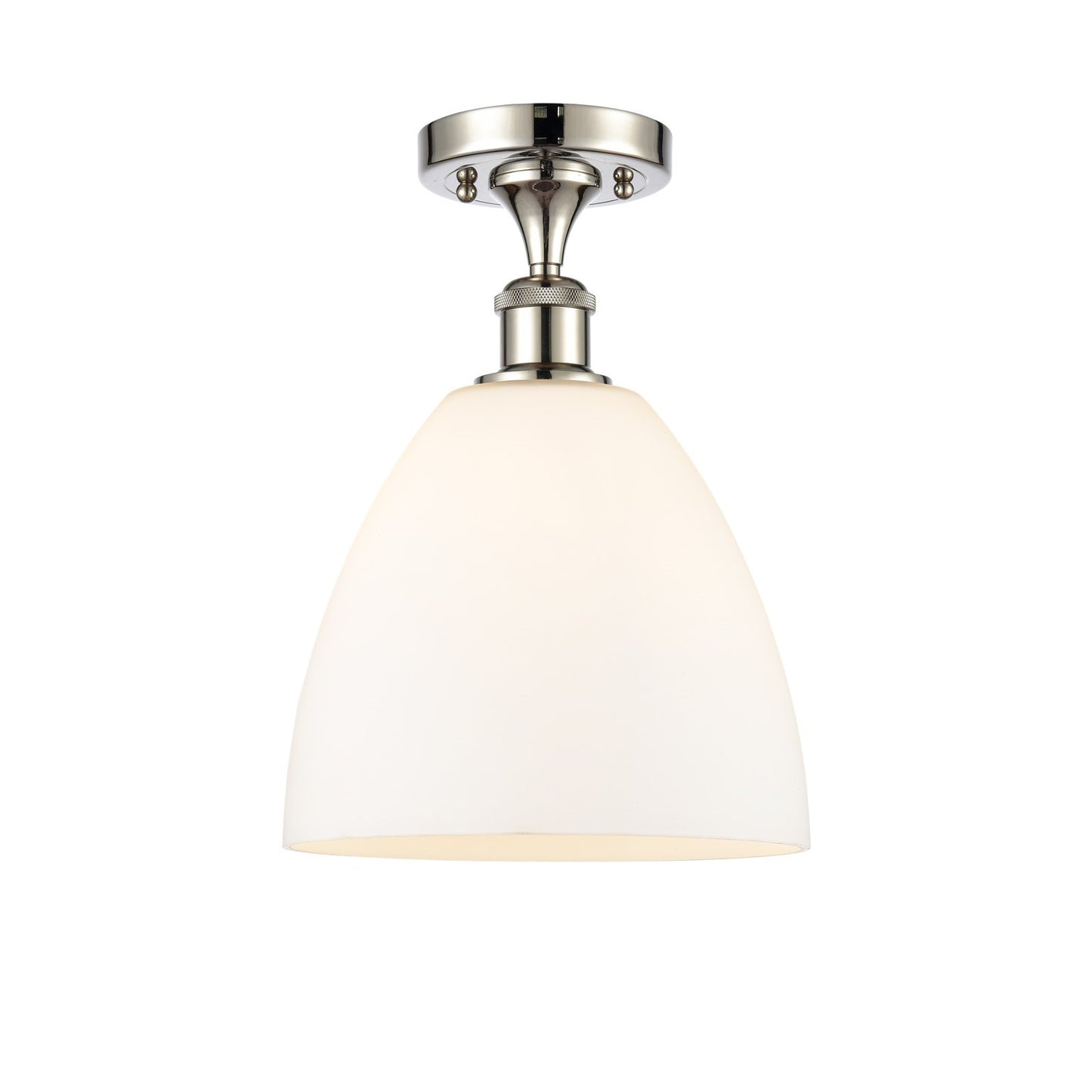 Innovations Lighting Bristol 9in 1-Light Semi-Flush Mount | Industrial Polished Nickel Steel and Matte White Glass | Entryway & | Model 616-1F-PN-GBD-91