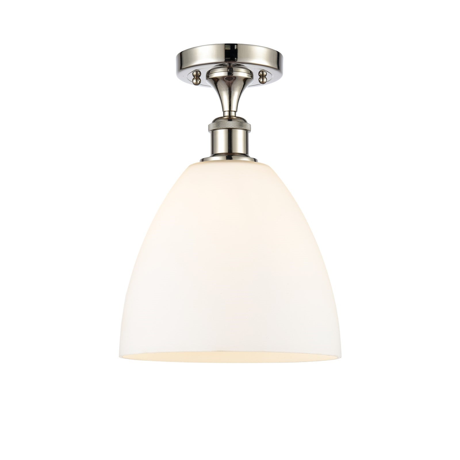 Innovations Lighting Bristol 9in 1-Light Semi-Flush Mount | Industrial Polished Nickel Steel and Matte White Glass | Entryway & | Model 616-1F-PN-GBD-91