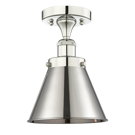 Innovations Appalachian 8in 1-Light Semi-Flush Mount | Traditional Industrial Polished Nickel Steel and Cast Brass with Polished | Model 616-1F-PN-M13-PN