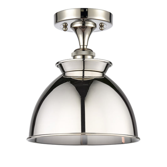 Innovations Adirondack 8in 1-Light Semi-Flush Mount | Industrial Polished Nickel Steel and Cast Brass with Polished Nickel Metal | Model 616-1F-PN-M14-PN