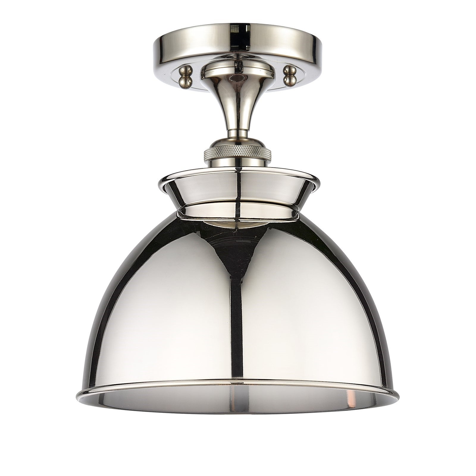 Innovations Adirondack 8in 1-Light Semi-Flush Mount | Industrial Polished Nickel Steel and Cast Brass with Polished Nickel Metal | Model 616-1F-PN-M14-PN