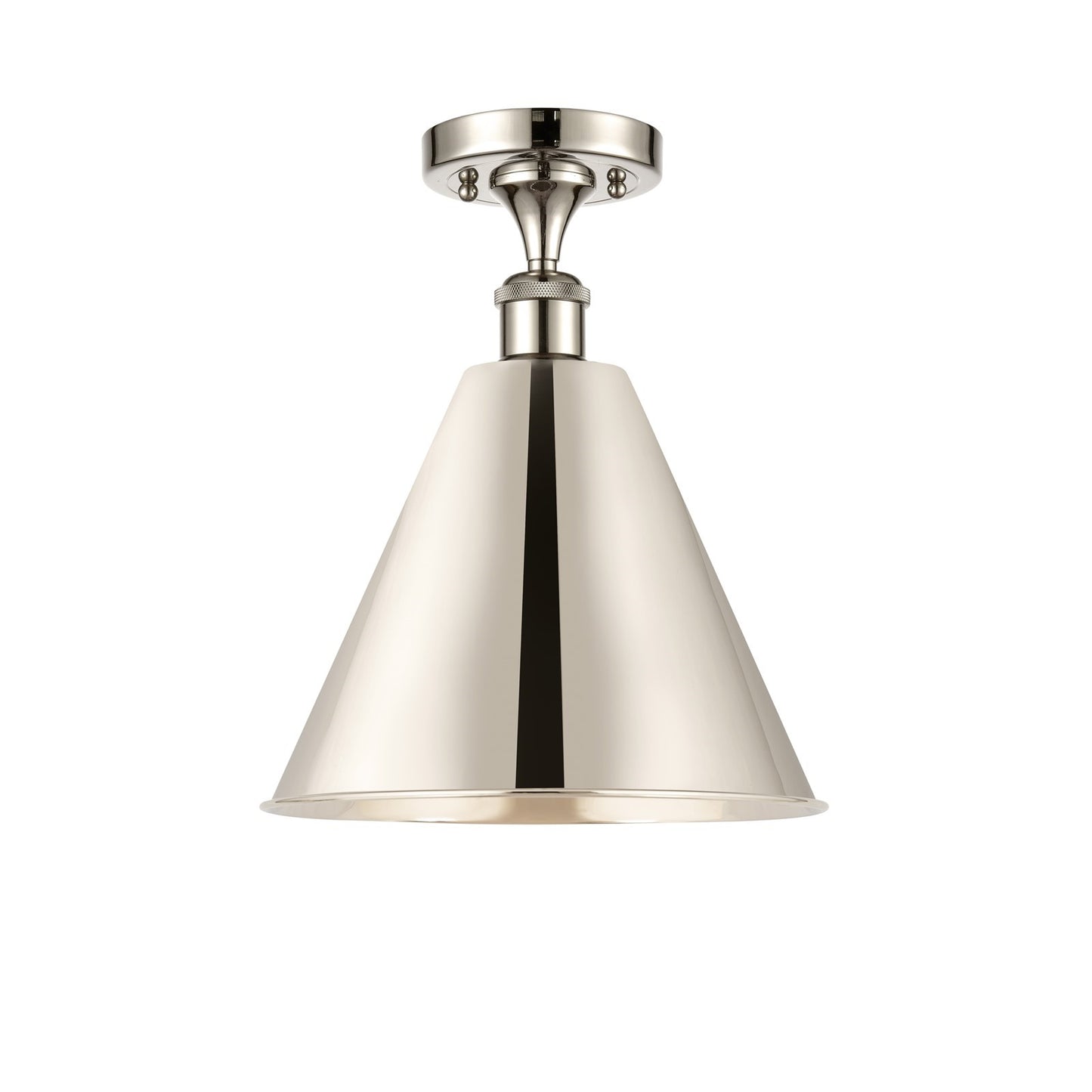 Innovations Berkshire 12in 1-Light Semi-Flush Mount | Industrial Polished Nickel Steel and Cast Brass with Polished Nickel | Model 616-1F-PN-MBC-12-PN