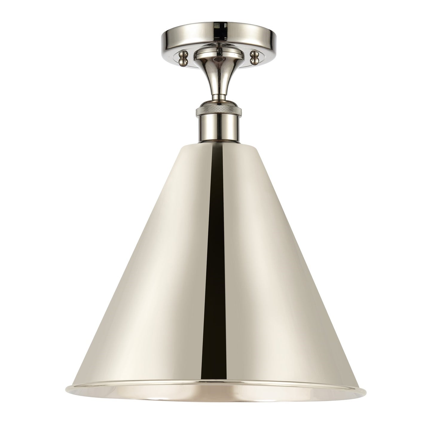 Innovations Berkshire 16in 1-Light Semi-Flush Mount | Industrial Polished Nickel Steel and Cast Brass with Polished Nickel | Model 616-1F-PN-MBC-16-PN
