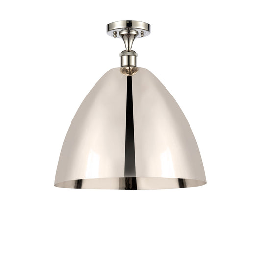 Innovations Bristol 16in 1-Light Semi-Flush Mount | Industrial Polished Nickel Steel and Polished Nickel Metal Shade | Model 616-1F-PN-MBD-16-PN