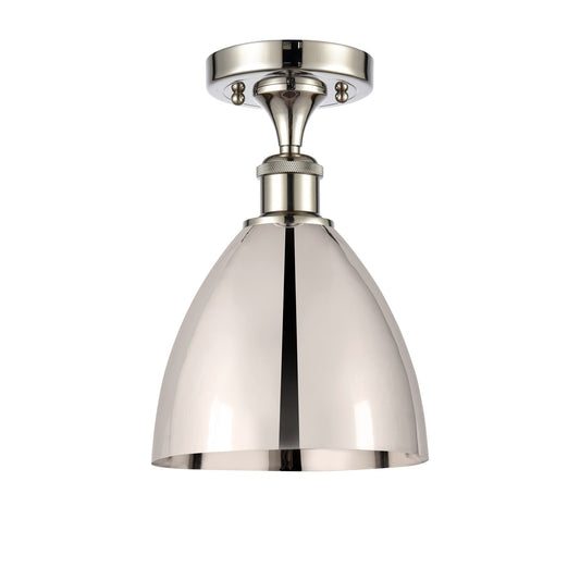 Innovations Bristol 8in 1-Light Semi-Flush Mount | Industrial Polished Nickel Steel and Cast Brass with Polished Nickel Metal | Model 616-1F-PN-MBD-75-PN