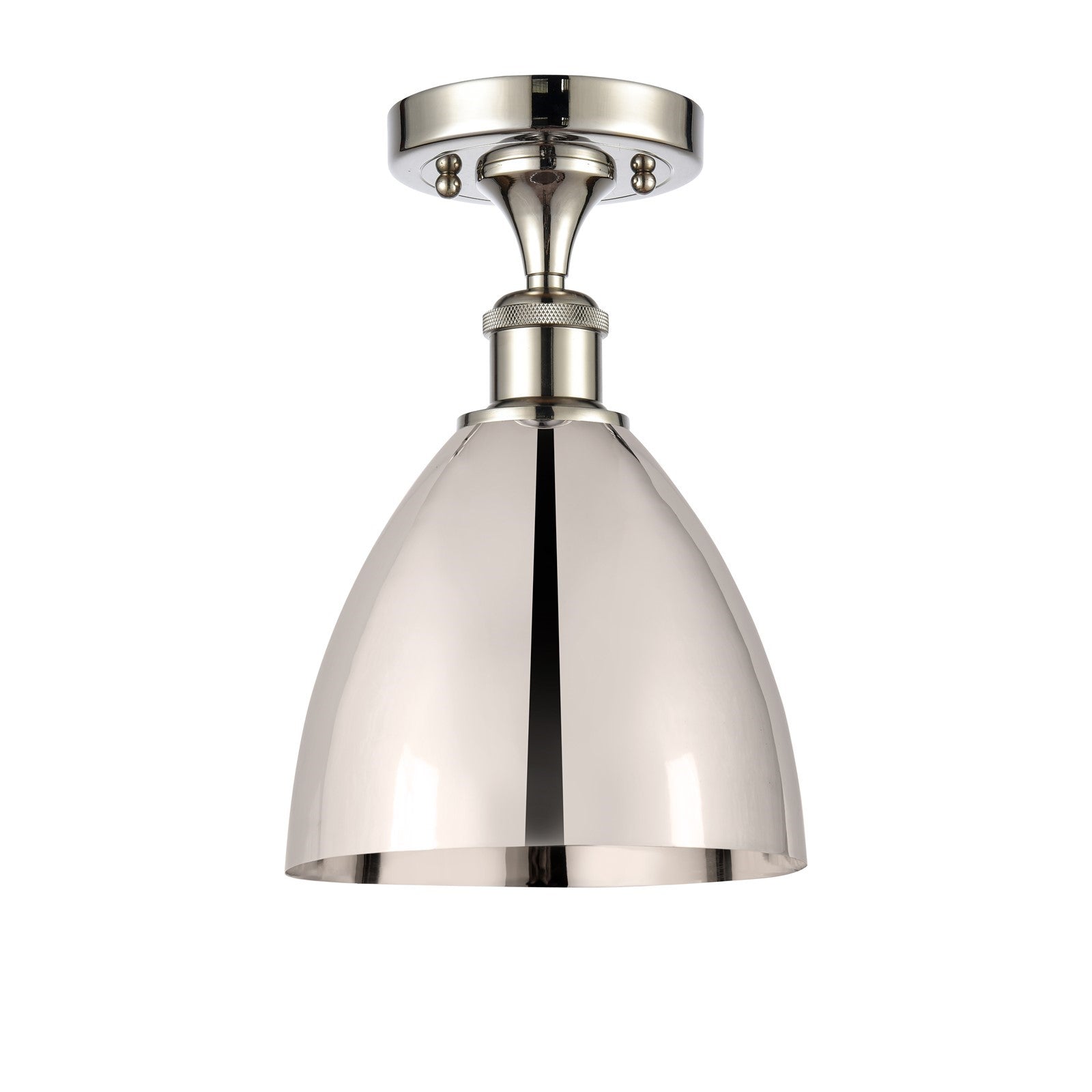 Innovations Bristol 8in 1-Light Semi-Flush Mount | Industrial Polished Nickel Steel and Cast Brass with Polished Nickel Metal | Model 616-1F-PN-MBD-75-PN