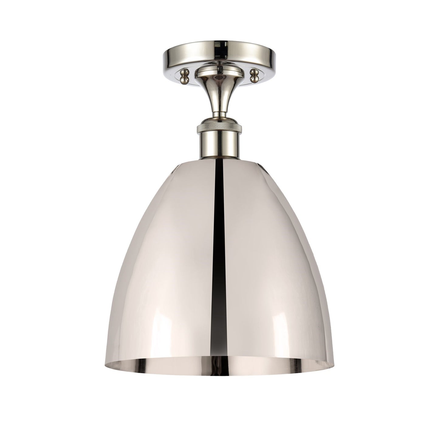 Innovations Bristol 9in 1-Light Semi-Flush Mount | Industrial Polished Nickel Steel and Polished Nickel Metal Shade | Kitchen & | Model 616-1F-PN-MBD-9-PN