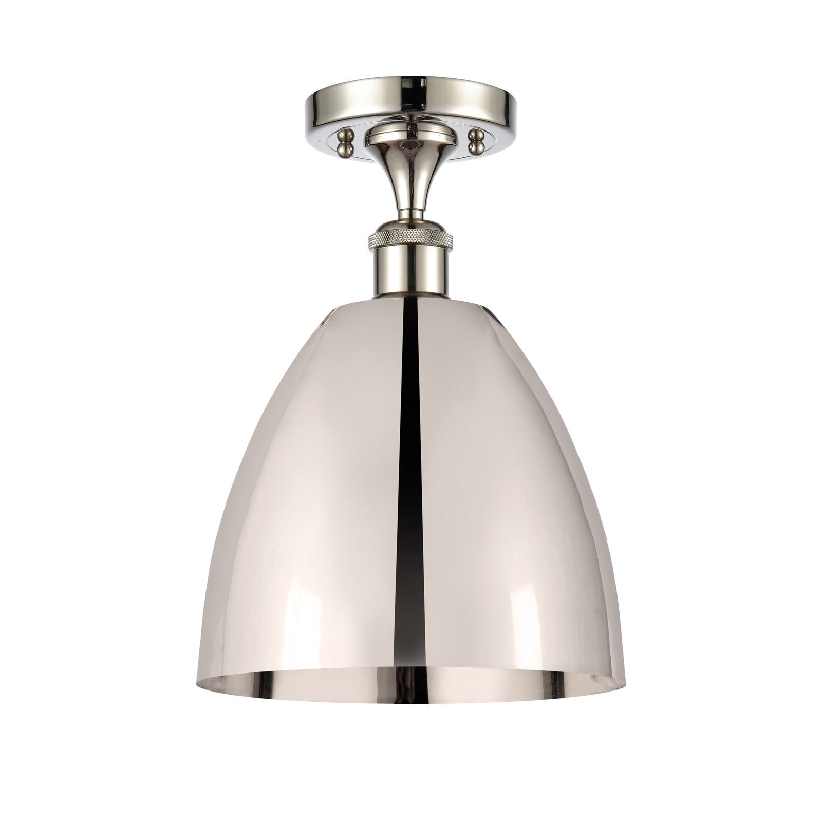 Innovations Bristol 9in 1-Light Semi-Flush Mount | Industrial Polished Nickel Steel and Polished Nickel Metal Shade | Kitchen & | Model 616-1F-PN-MBD-9-PN