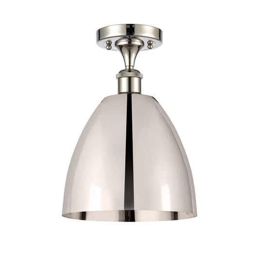 Innovations Bristol 9in 1-Light Semi-Flush Mount | Industrial Polished Nickel Steel and Polished Nickel Metal Shade | Kitchen & | Model 616-1F-PN-MBD-9-PN