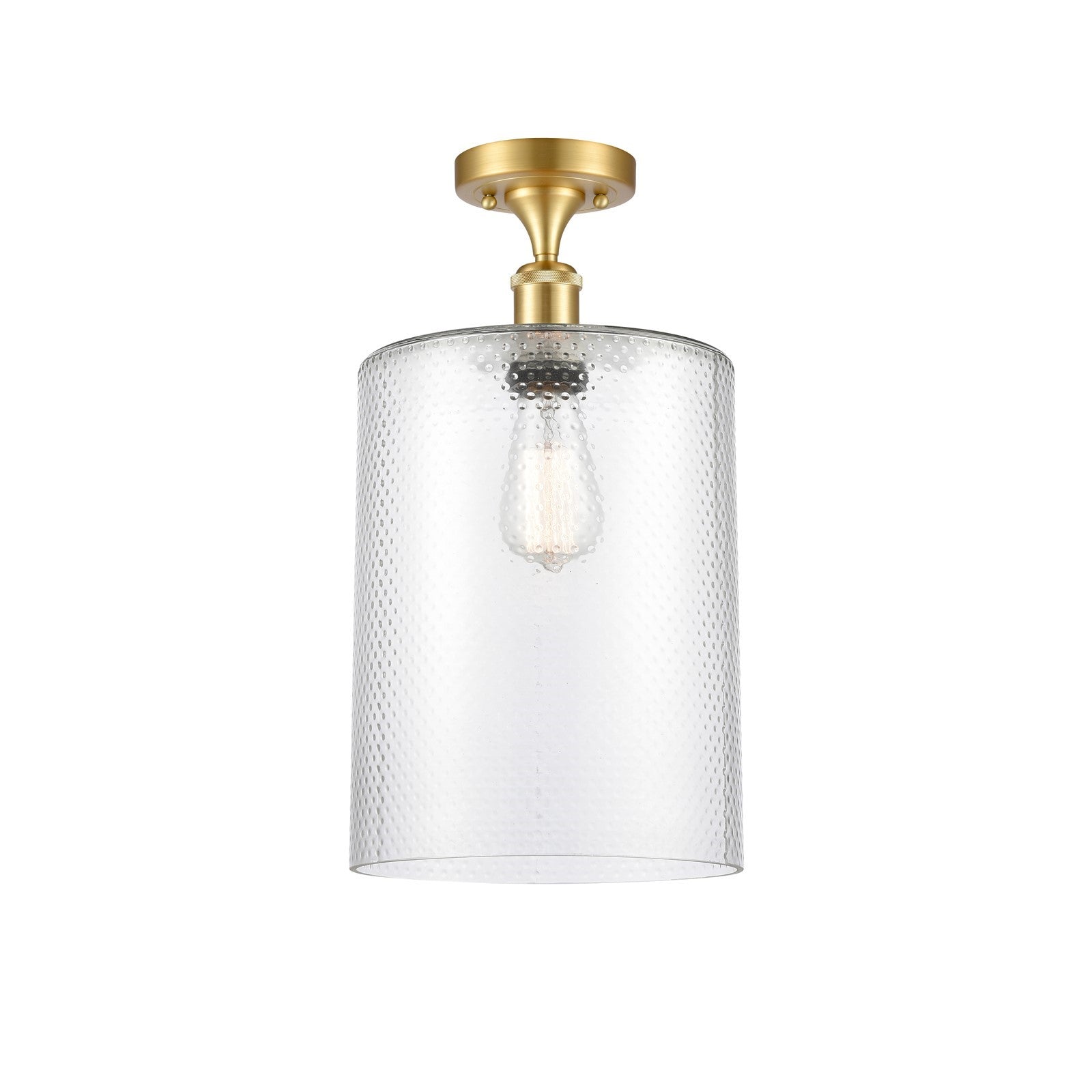Innovations Cobbleskill 9in 1-Light Semi-Flush Mount | Industrial Satin Gold Steel and Clear Glass | Entryway & Hallway | 9 x 17 | Model 616-1F-SG-G112-L