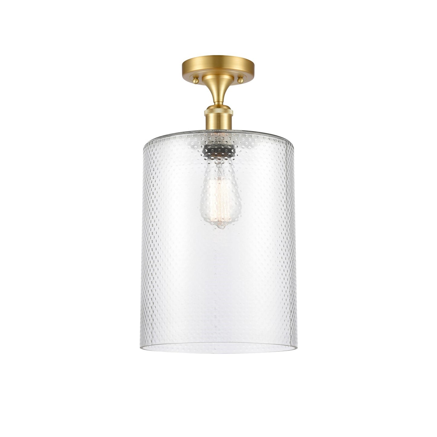 Innovations Cobbleskill 9in 1-Light Semi-Flush Mount | Industrial Satin Gold Steel and Clear Glass | Entryway & Hallway | 9 x 17 | Model 616-1F-SG-G112-L
