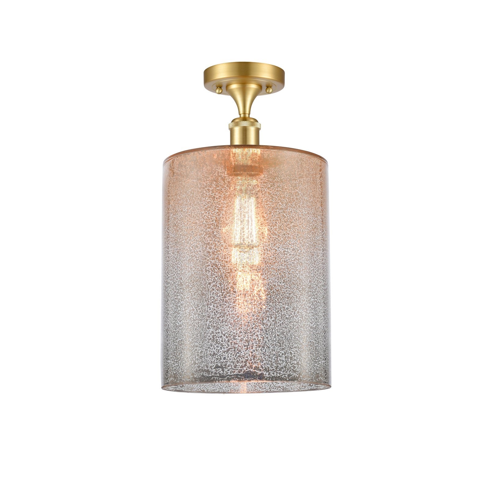 Innovations Cobbleskill 9in 1-Light Semi-Flush Mount | Industrial Satin Gold Steel and Mercury Glass | Kitchen & Hallway Accent | Model 616-1F-SG-G116-L