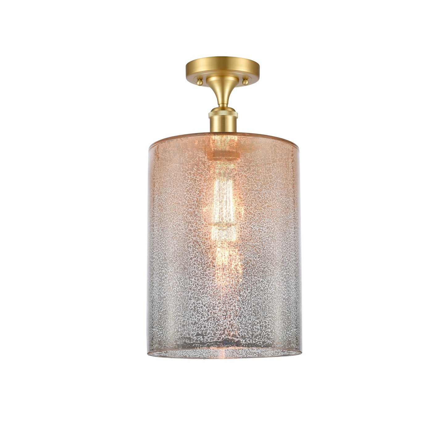 Innovations Cobbleskill 9in 1-Light Semi-Flush Mount | Industrial Satin Gold Steel and Mercury Glass | Kitchen & Hallway Accent | Model 616-1F-SG-G116-L