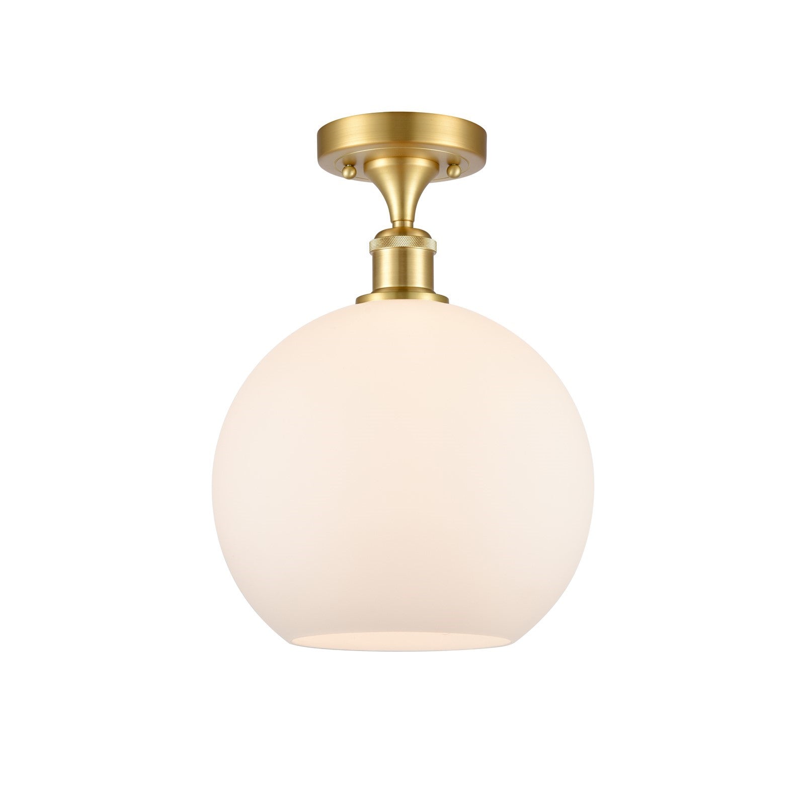 Innovations Athens 10in 1-Light Semi-Flush Mount | Industrial Satin Gold Steel and Cast Brass with Matte White Glass Shade | Model 616-1F-SG-G121-10