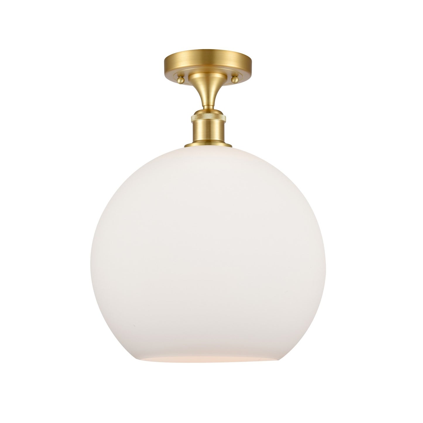 Innovations Athens 12in 1-Light Semi-Flush Mount | Industrial Satin Gold Steel and Matte White Glass | Entryway & Hallway | Model 616-1F-SG-G121-12
