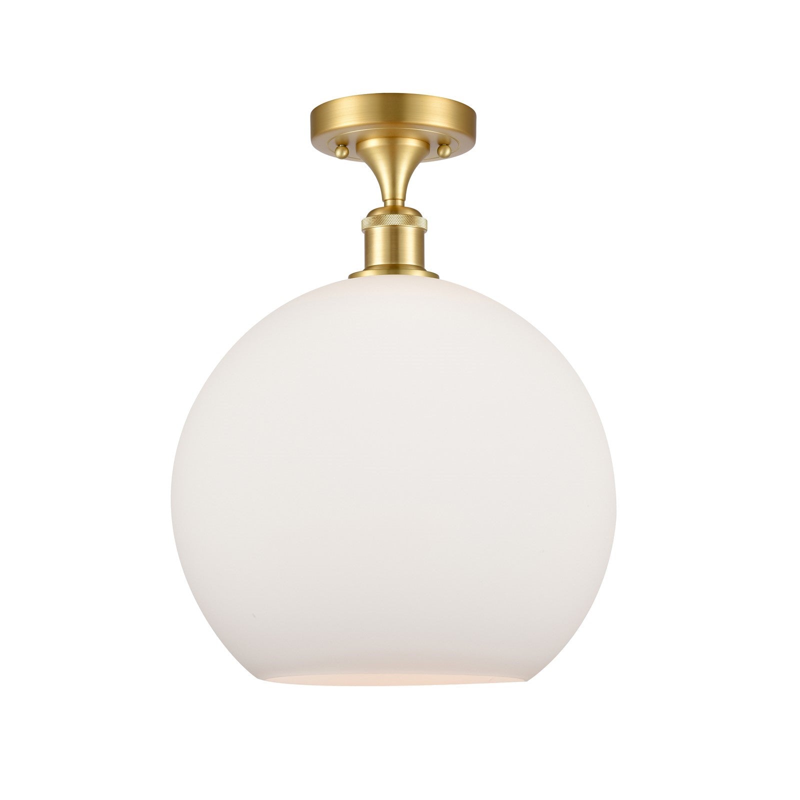 Innovations Athens 12in 1-Light Semi-Flush Mount | Industrial Satin Gold Steel and Matte White Glass | Entryway & Hallway | Model 616-1F-SG-G121-12