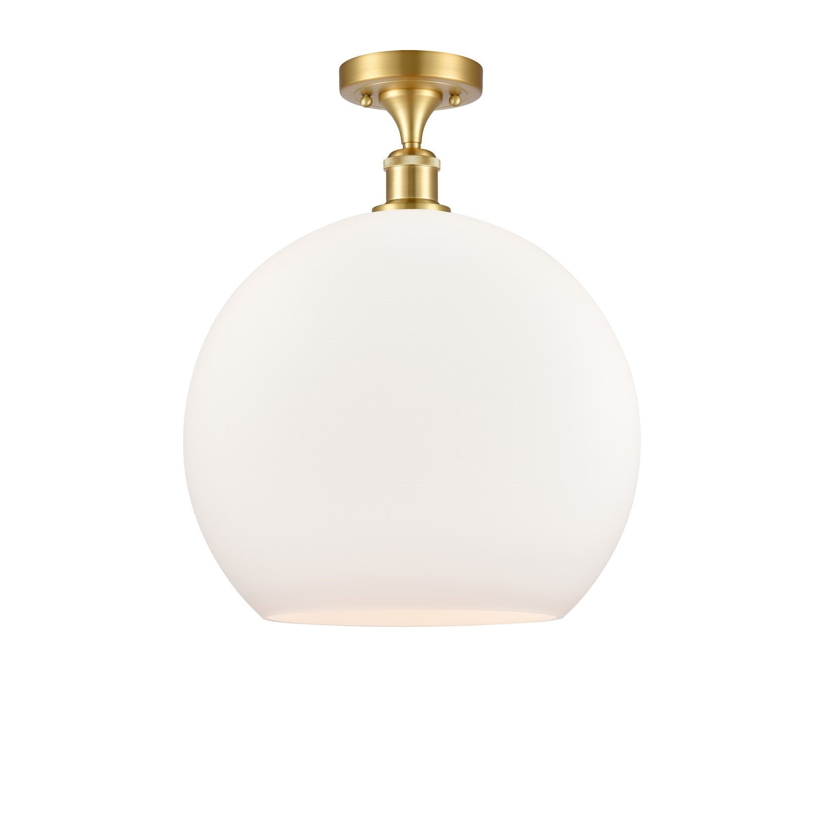 Innovations Athens 14in 1-Light Semi-Flush Mount | Industrial Satin Gold Steel and Matte White Glass | Entryway & Hallway | Model 616-1F-SG-G121-14