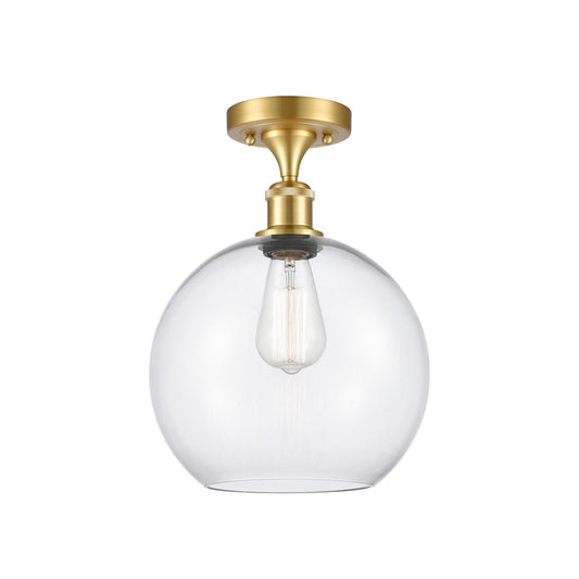 Innovations Athens 10in 1-Light Semi-Flush Mount | Industrial Satin Gold Steel and Clear Glass | Entryway & Hallway | 10 x 14.25 | Model 616-1F-SG-G122-10