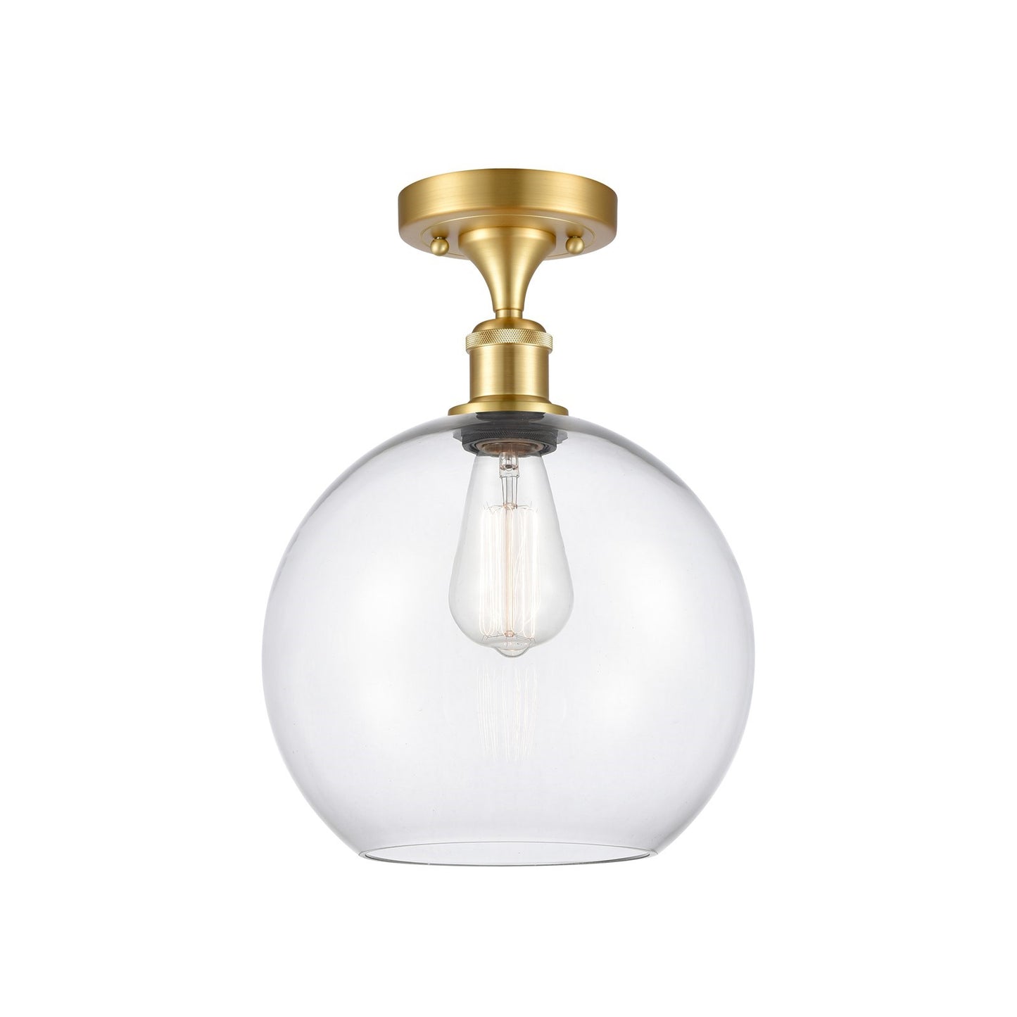 Innovations Athens 10in 1-Light Semi-Flush Mount | Industrial Satin Gold Steel and Clear Glass | Entryway & Hallway | 10 x 14.25 | Model 616-1F-SG-G122-10