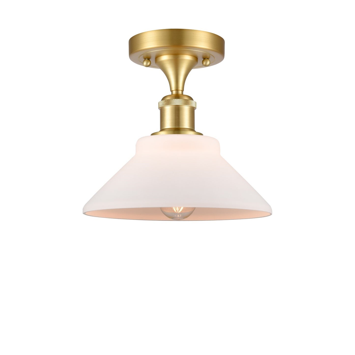 Innovations Orwell 8in 1-Light Semi-Flush Mount | Industrial Satin Gold Steel and Matte White Glass | Kitchen & Hallway | 8.38 x | Model 616-1F-SG-G131