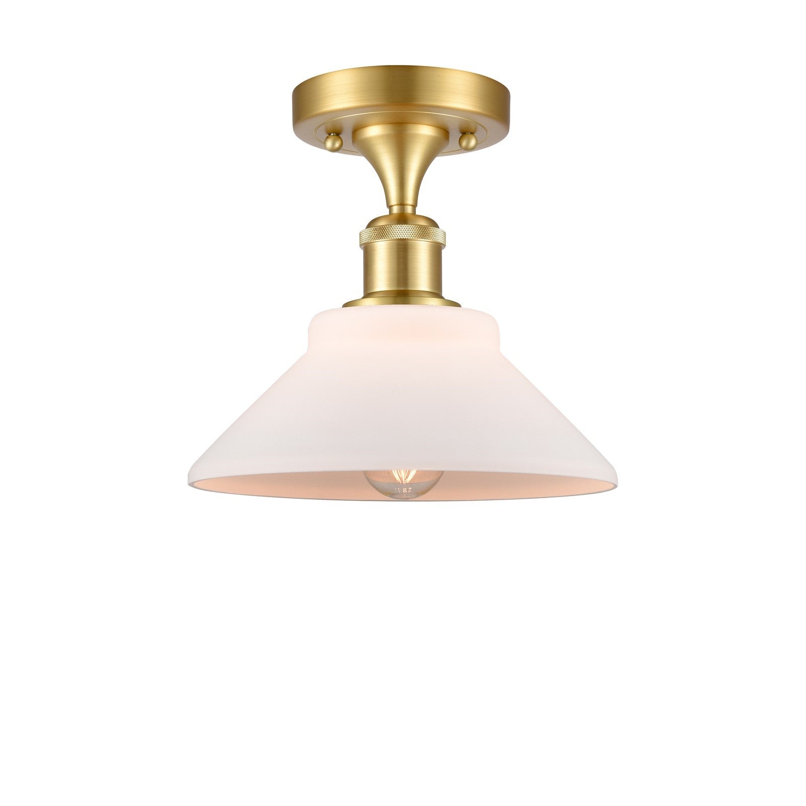 Innovations Orwell 8in 1-Light Semi-Flush Mount | Industrial Satin Gold Steel and Matte White Glass | Kitchen & Hallway | 8.38 x | Model 616-1F-SG-G131
