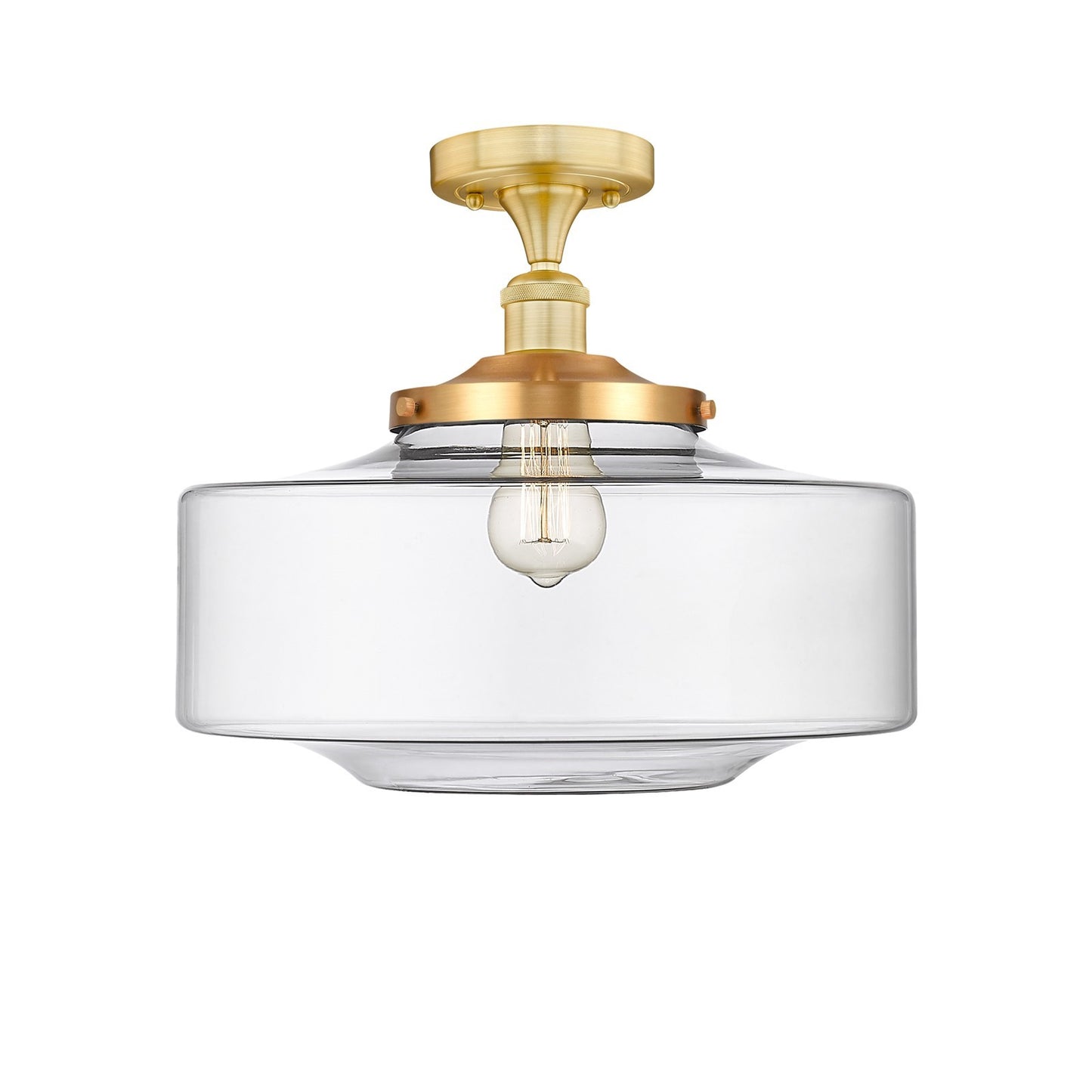 Innovations Bridgeton 16in 1-Light Semi-Flush Mount | Traditional Satin Gold Steel and Clear Glass | Entryway & Hallway | 11.75 | Model 616-1F-SG-G692-16