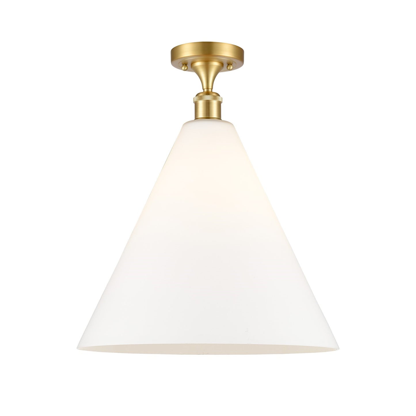 Innovations Berkshire 16in 1-Light Semi-Flush Mount | Industrial Satin Gold Steel and Matte White Glass | Entryway & Hallway | Model 616-1F-SG-GBC-161