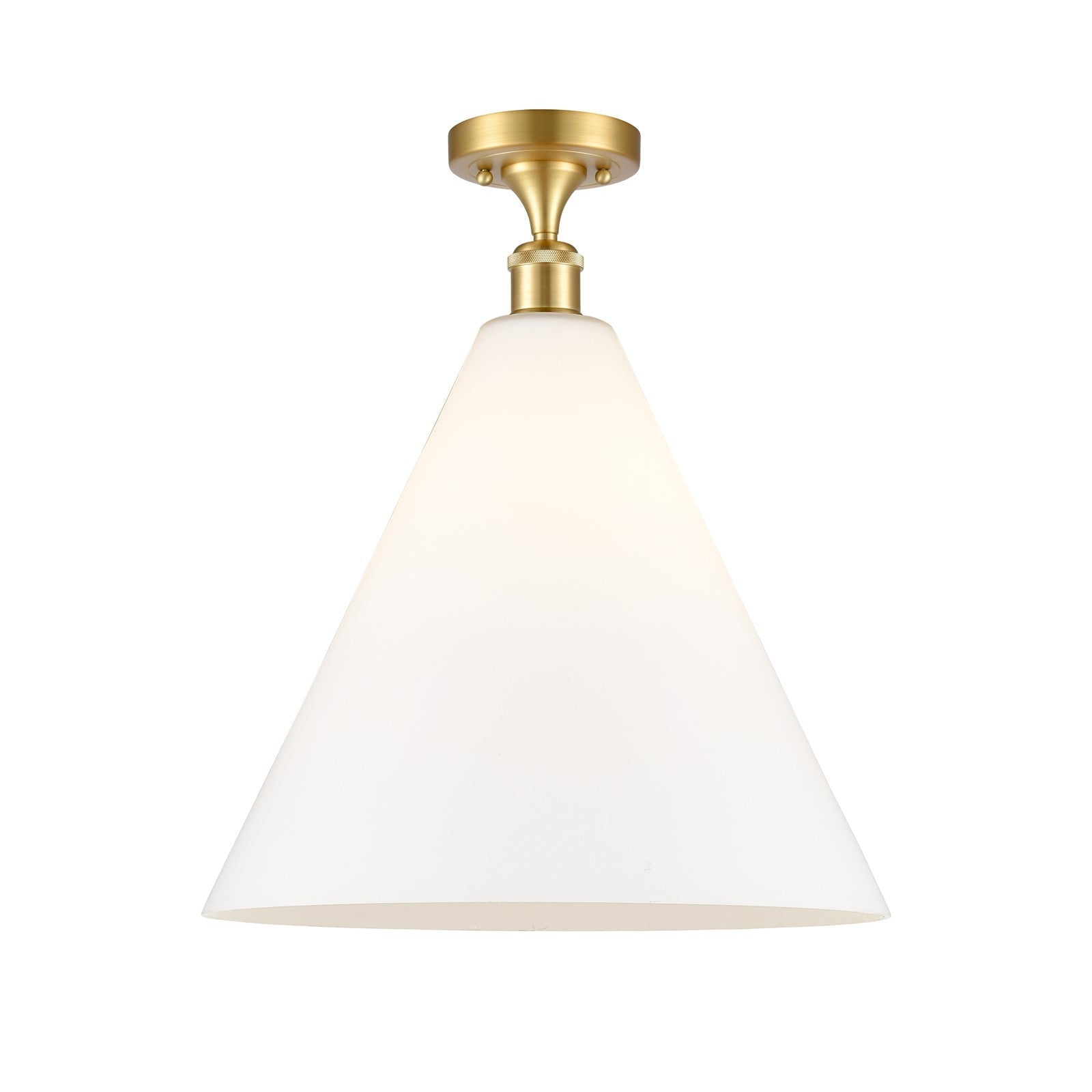 Innovations Berkshire 16in 1-Light Semi-Flush Mount | Industrial Satin Gold Steel and Matte White Glass | Entryway & Hallway | Model 616-1F-SG-GBC-161