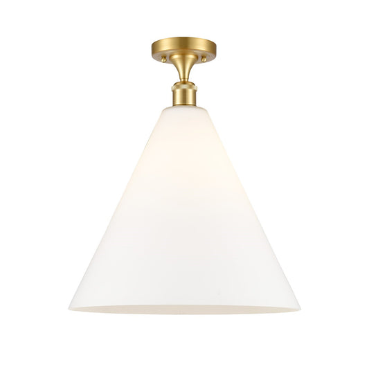 Innovations Berkshire 16in 1-Light Semi-Flush Mount | Industrial Satin Gold Steel and Matte White Glass | Entryway & Hallway | Model 616-1F-SG-GBC-161