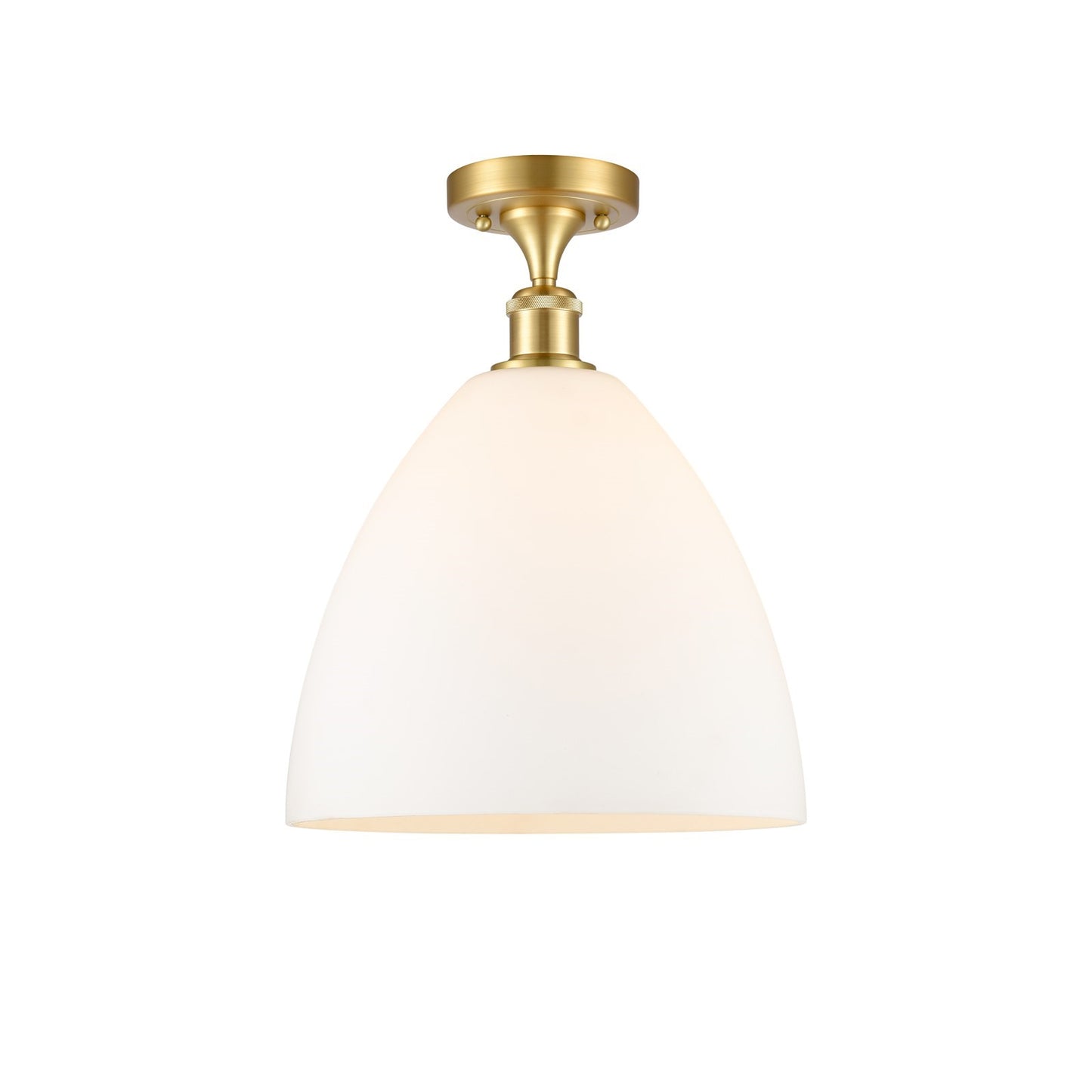 Innovations Bristol 12in 1-Light Semi-Flush Mount | Industrial Satin Gold Steel and Cast Brass with Matte White Glass Dome | Model 616-1F-SG-GBD-121