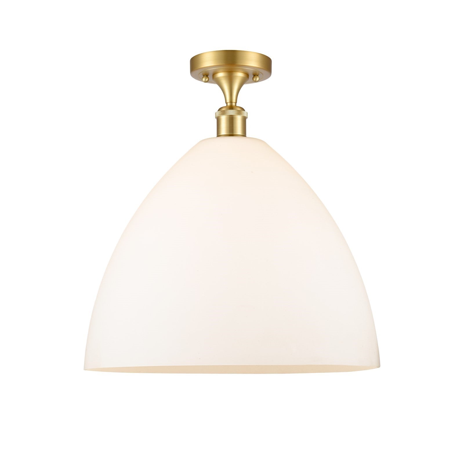 Innovations Bristol 16in 1-Light Semi-Flush Mount | Industrial Satin Gold Steel and Matte White Glass | Entryway & Hallway | 16 | Model 616-1F-SG-GBD-161