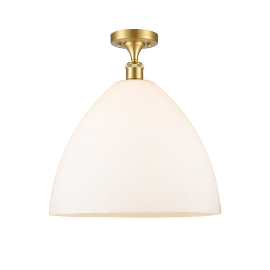 Innovations Bristol 16in 1-Light Semi-Flush Mount | Industrial Satin Gold Steel and Matte White Glass | Entryway & Hallway | 16 | Model 616-1F-SG-GBD-161