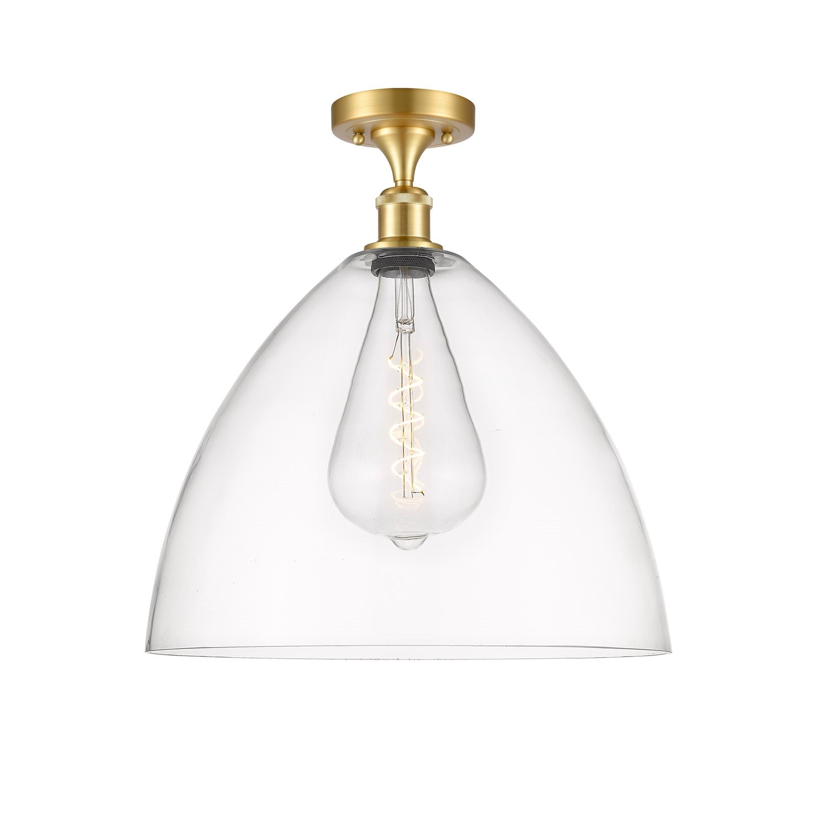 Innovations Bristol 16in 1-Light Semi-Flush Mount | Industrial Satin Gold Steel and Clear Glass | Entryway & Hallway | 16 x | Model 616-1F-SG-GBD-162