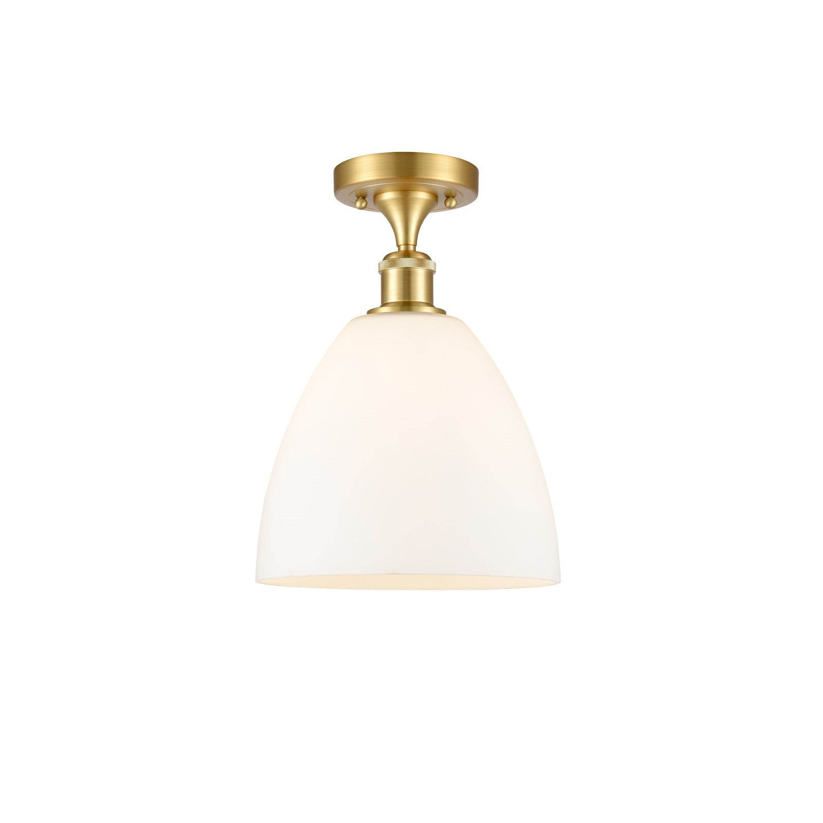 Innovations Bristol 9in 1-Light Semi-Flush Mount | Industrial Satin Gold Steel and Matte White Glass | Entryway & Hallway | 9 x 9 | Model 616-1F-SG-GBD-91