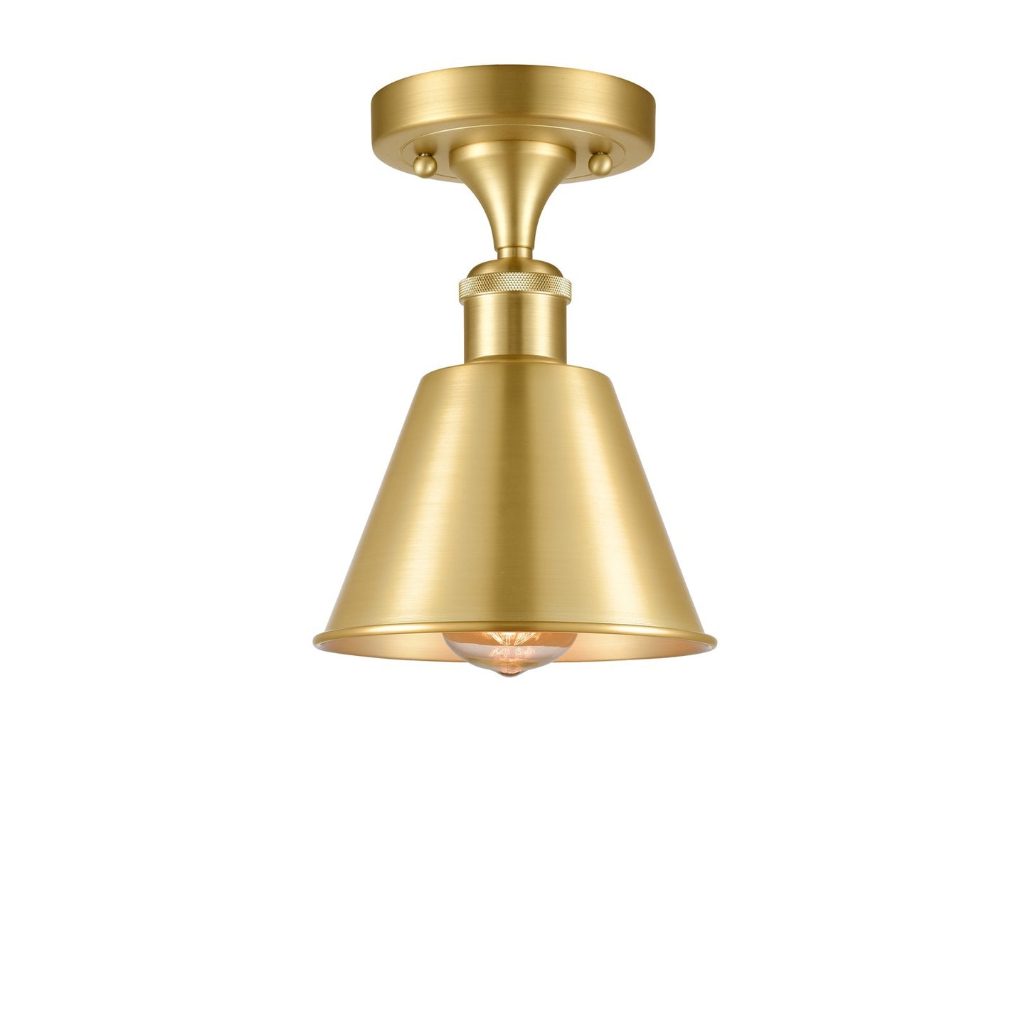 Innovations Lighting Smithfield 1-Light Semi-Flush Mount | Industrial Farmhouse Satin Gold Steel and Cast Brass | Entryway & | Model 616-1F-SG-M8-SG