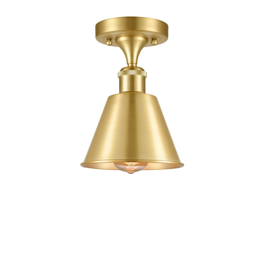 Innovations Lighting Smithfield 1-Light Semi-Flush Mount | Industrial Farmhouse Satin Gold Steel and Cast Brass | Entryway & | Model 616-1F-SG-M8-SG