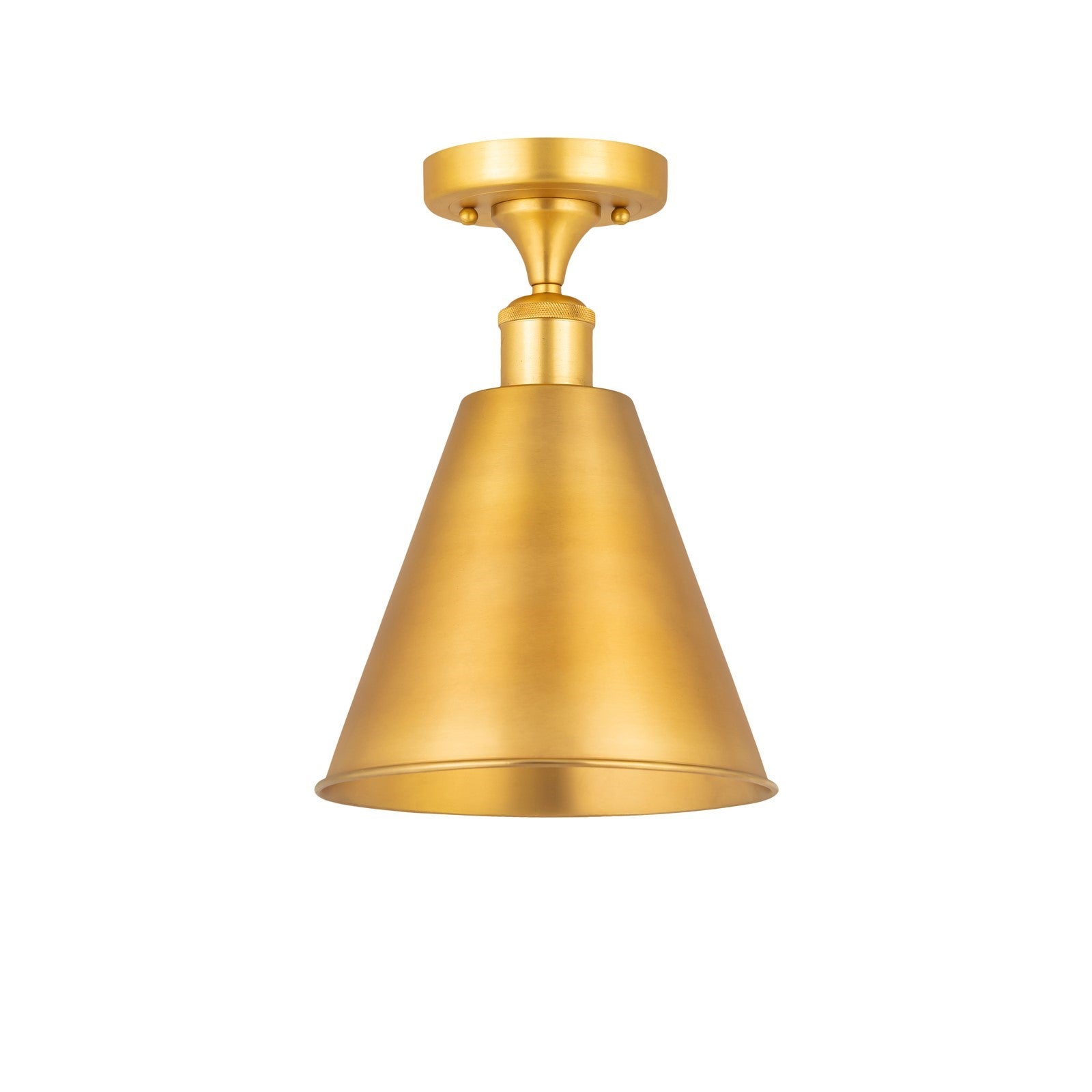 Innovations Berkshire 8in 1-Light Semi-Flush Mount | Industrial Satin Gold Steel and Cast Brass with Satin Gold Metal Shade | Model 616-1F-SG-MBC-8-SG