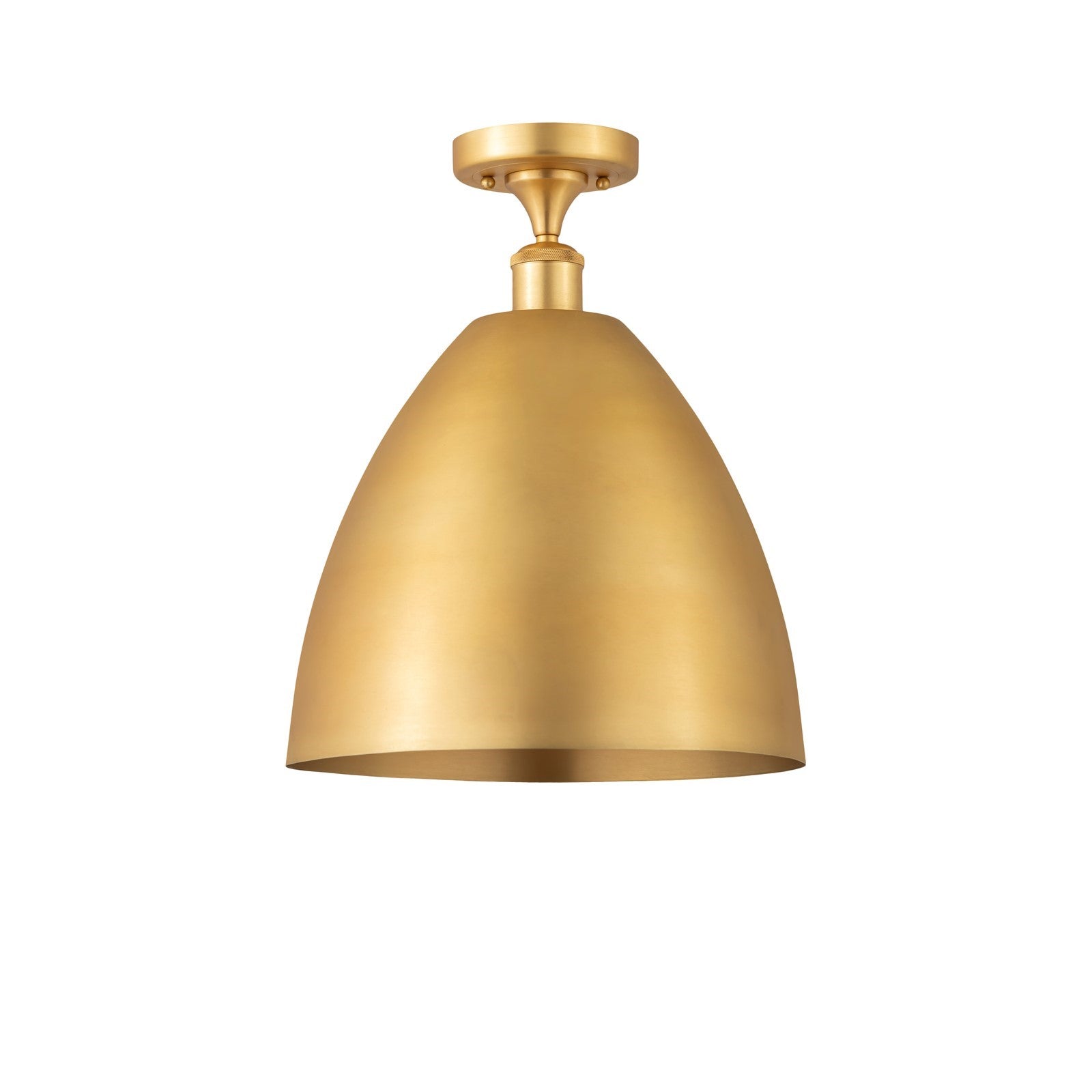 Innovations Bristol 12in 1-Light Semi-Flush Mount | Industrial Satin Gold Steel and Cast Brass with Satin Gold Metal Shade | Model 616-1F-SG-MBD-12-SG