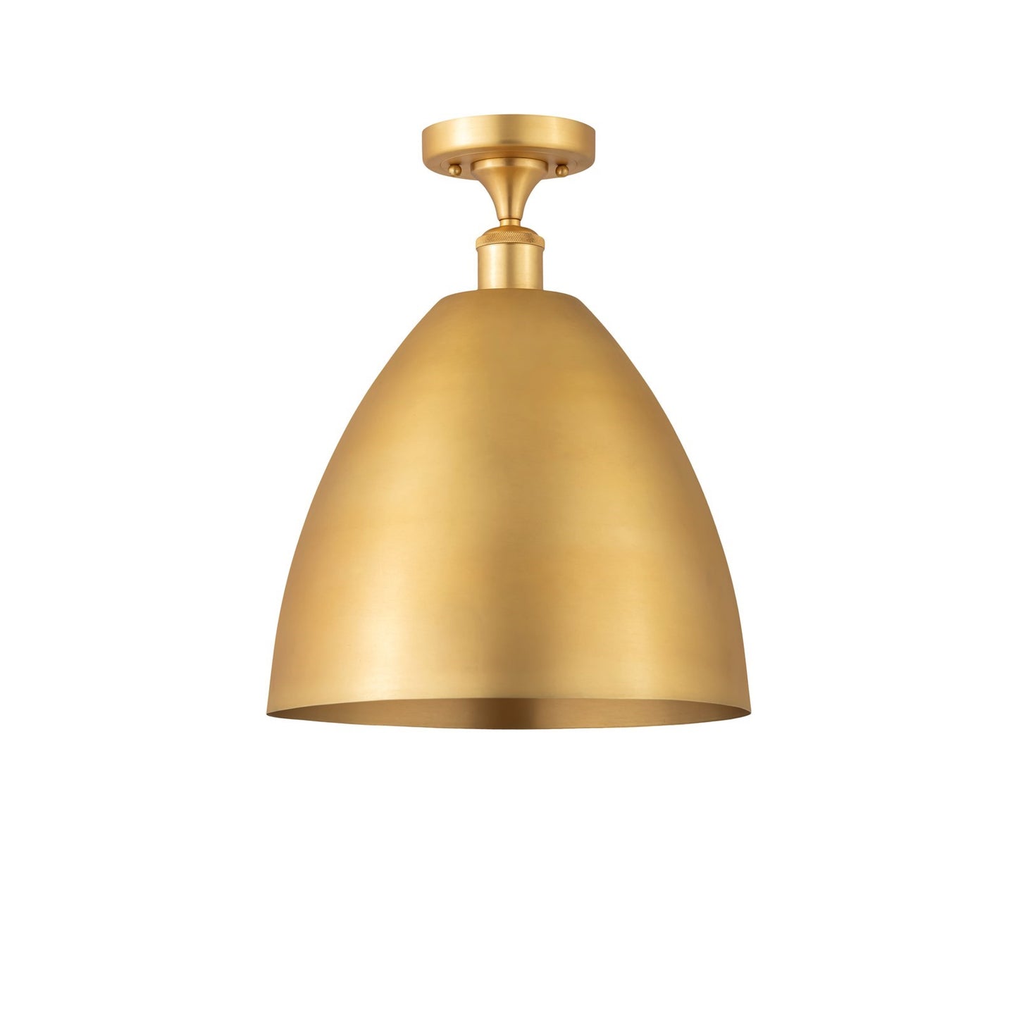 Innovations Bristol 12in 1-Light Semi-Flush Mount | Industrial Satin Gold Steel and Cast Brass with Satin Gold Metal Shade | Model 616-1F-SG-MBD-12-SG