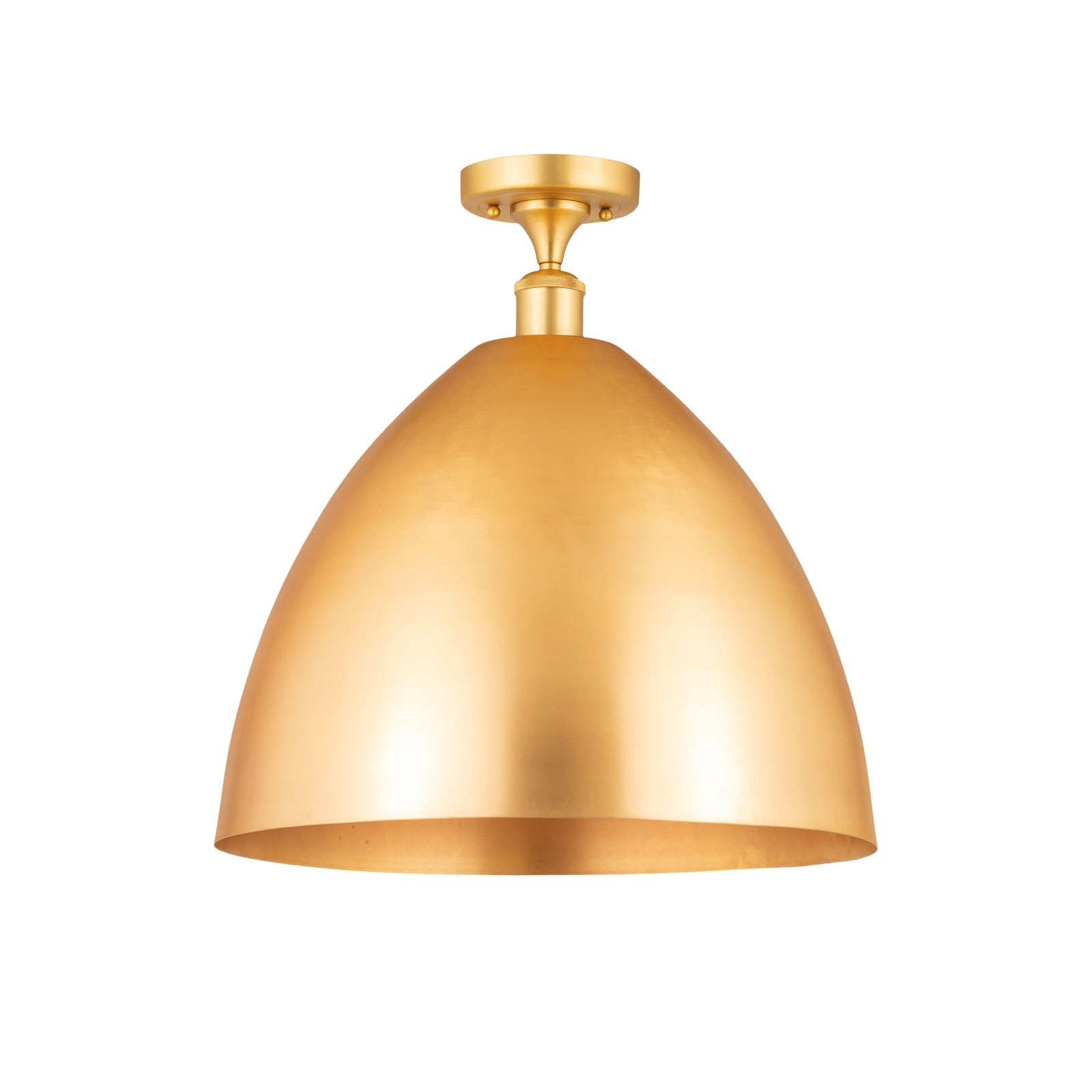Innovations Bristol 16in 1-Light Semi-Flush Mount | Industrial Satin Gold Steel and Cast Brass with Satin Gold Metal Cone | Model 616-1F-SG-MBD-16-SG