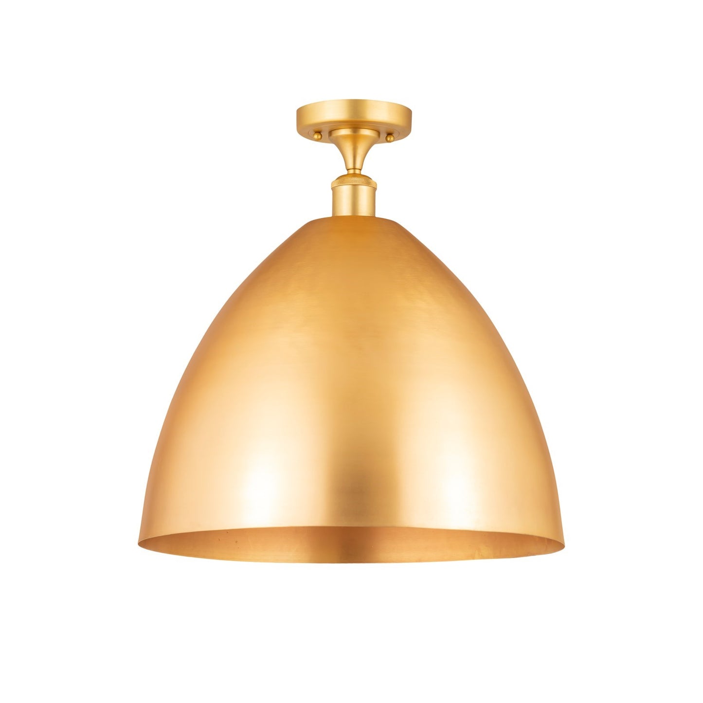 Innovations Bristol 16in 1-Light Semi-Flush Mount | Industrial Satin Gold Steel and Cast Brass with Satin Gold Metal Cone | Model 616-1F-SG-MBD-16-SG