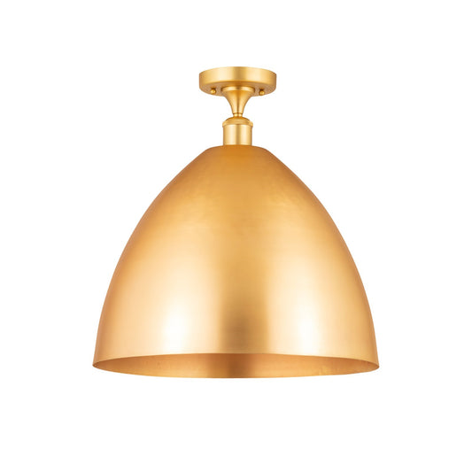 Innovations Bristol 16in 1-Light Semi-Flush Mount | Industrial Satin Gold Steel and Cast Brass with Satin Gold Metal Cone | Model 616-1F-SG-MBD-16-SG