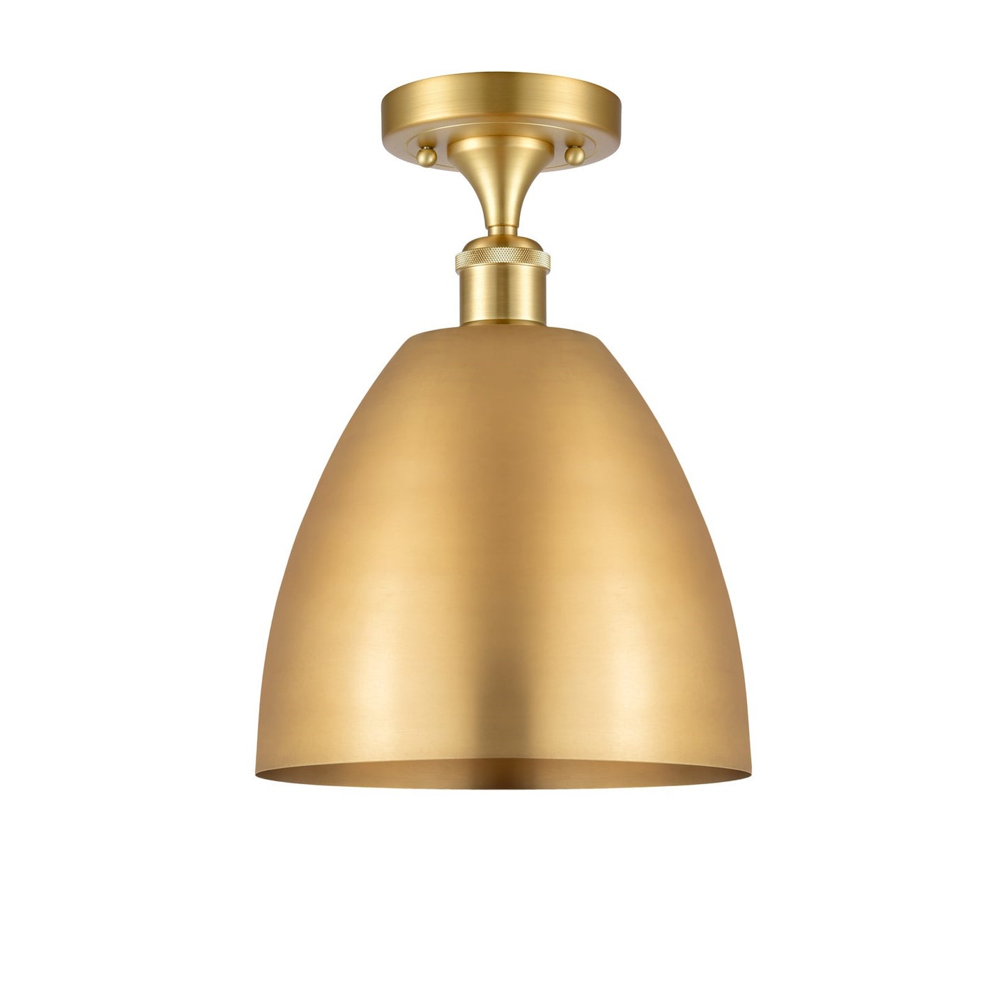 Innovations Bristol 9in 1-Light Semi-Flush Mount | Industrial Satin Gold Steel and Cast Brass with Satin Gold Metal Cone Shade | Model 616-1F-SG-MBD-9-SG