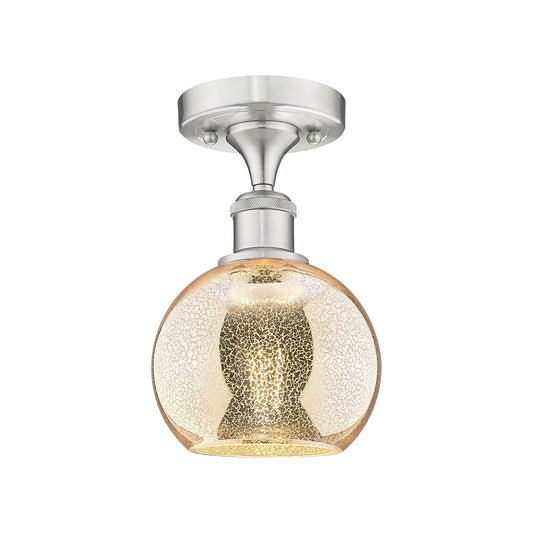 Innovations Athens 6in 1-Light Semi-Flush Mount | Industrial Brushed Satin Nickel and Mercury Glass | Hallway & Entryway | 5.88 x | Model 616-1F-SN-G128-6