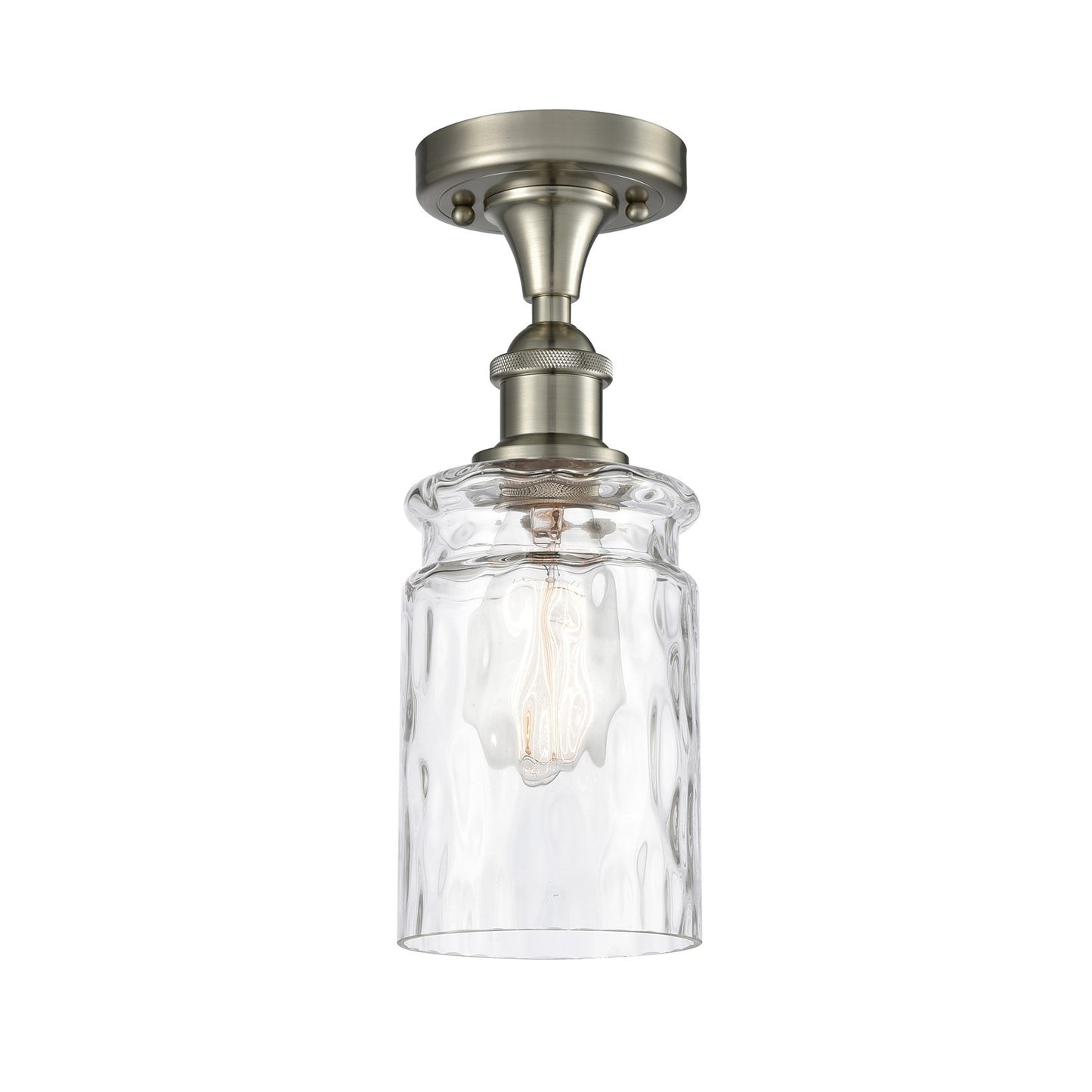 Innovations Candor 5in 1-Light Semi-Flush | Industrial Brushed Satin Nickel Steel and Clear Waterglass Glass | Entryway & Hallway | Model 616-1F-SN-G352