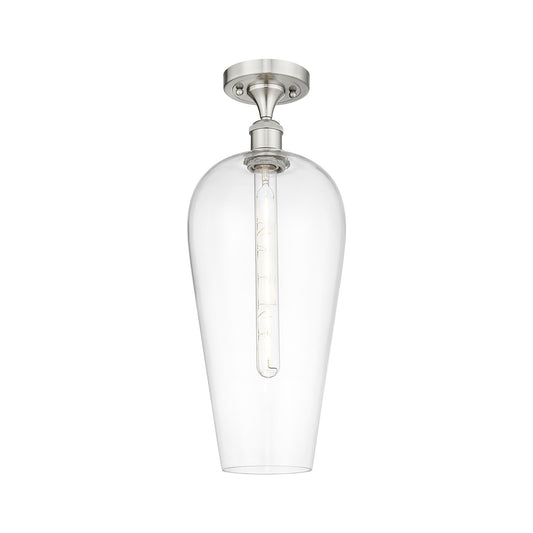 Innovations Chelsea 8in 1-Light Semi-Flush Mount | Industrial Brushed Satin Nickel and Clear Glass | Entryway & Hallway | 8 x 8 | Model 616-1F-SN-G456-8CL